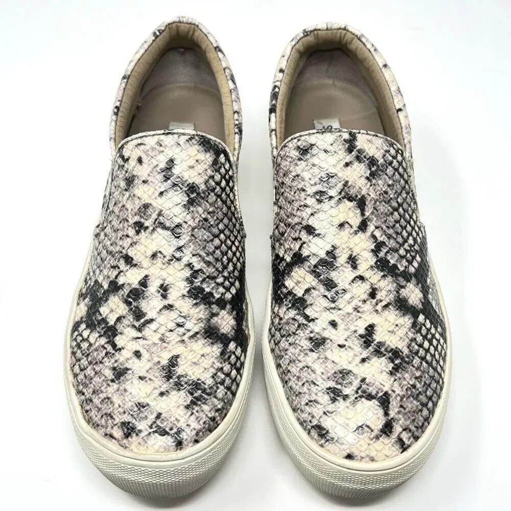 Steve Madden Gills Natural Snake Embossed Vegan Leather Slip-On Sneakers Size 7